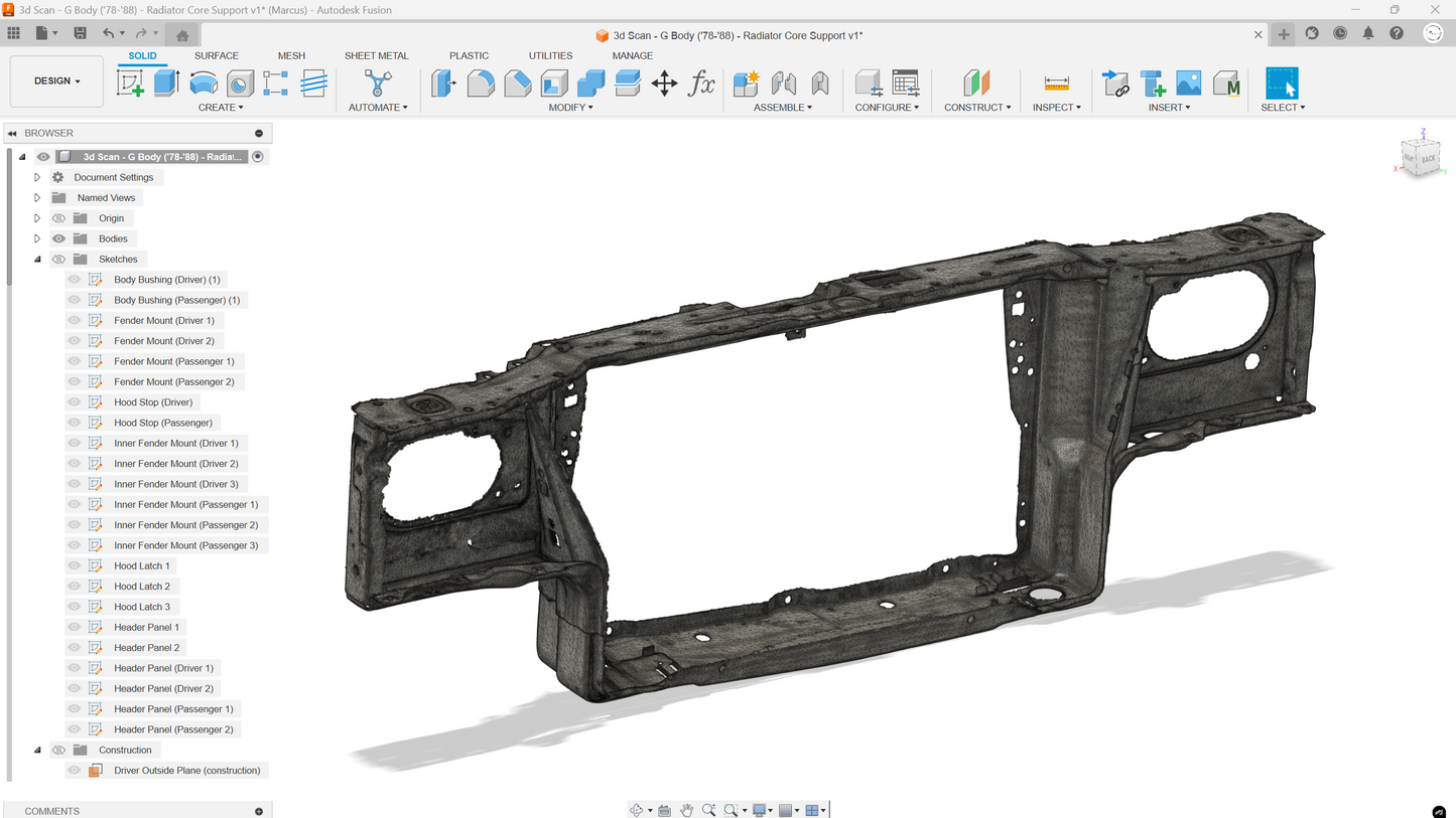 3d Scan - G Body ('78-'88) - Radiator Core Support