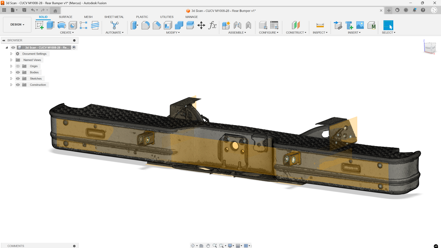 3d Scan - CUCV M1008/28 - Rear Bumper